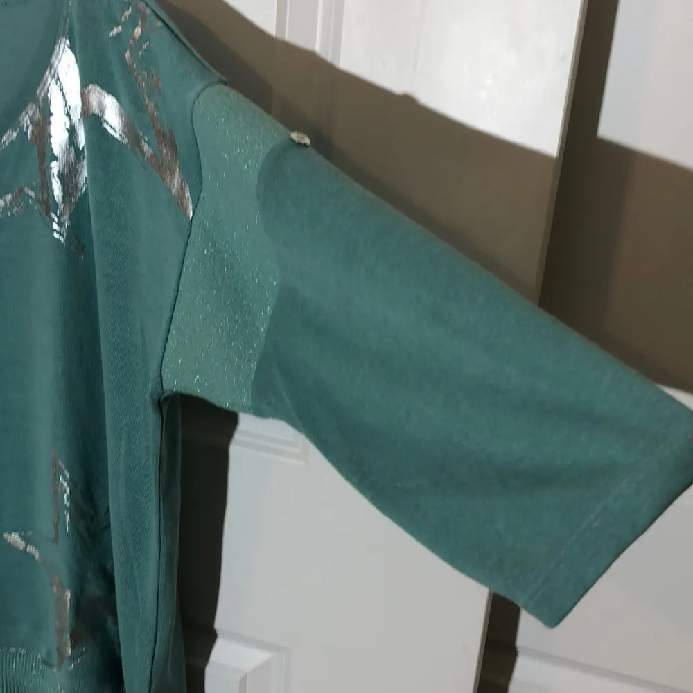 Ambria Metallic Star Knit Tunic 14 Green - Image 3