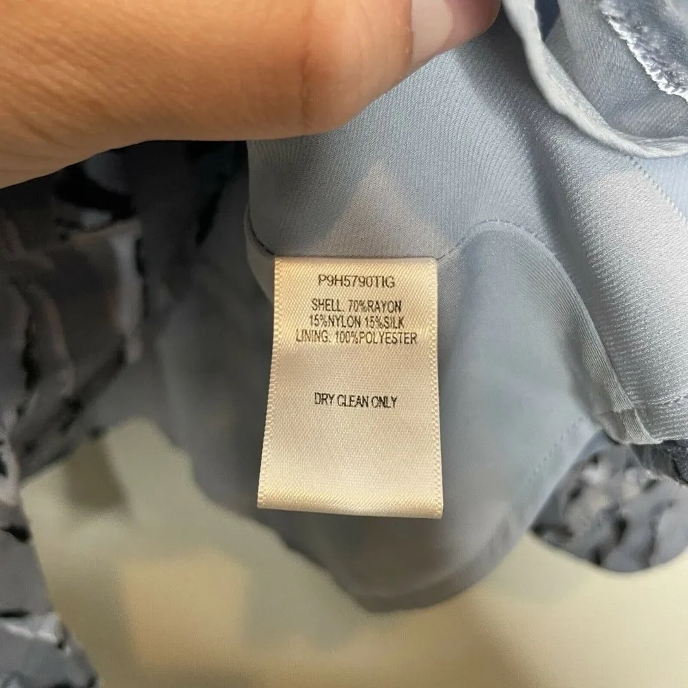 Parker Silk Blend Blue Velvet Zebra Print Tie Front Blouse Size XS - Image 6