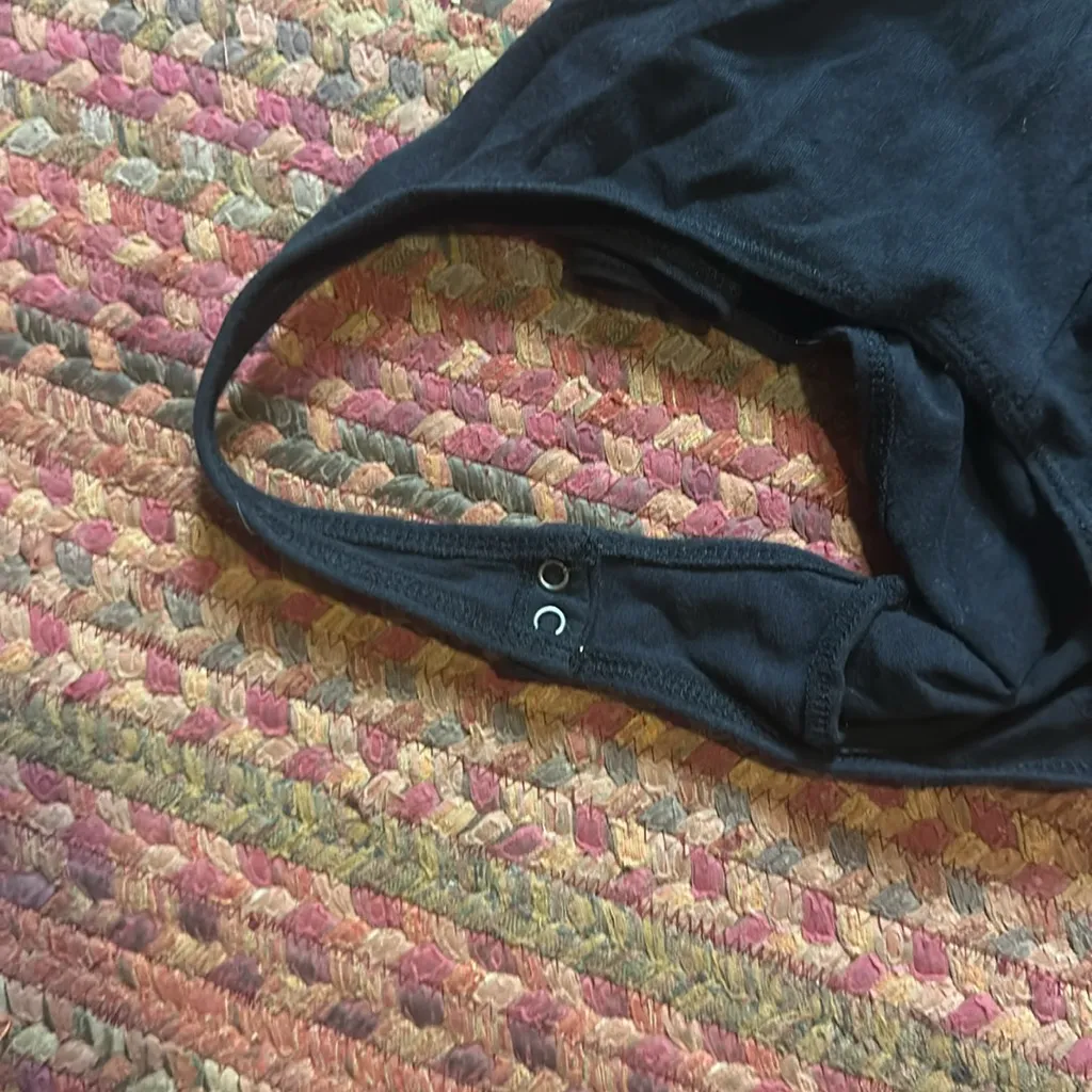 ABERCROMBIE FITCH BLACK HIGH NECK THONG COTTON STRETCH BODYSUIT - Image 5