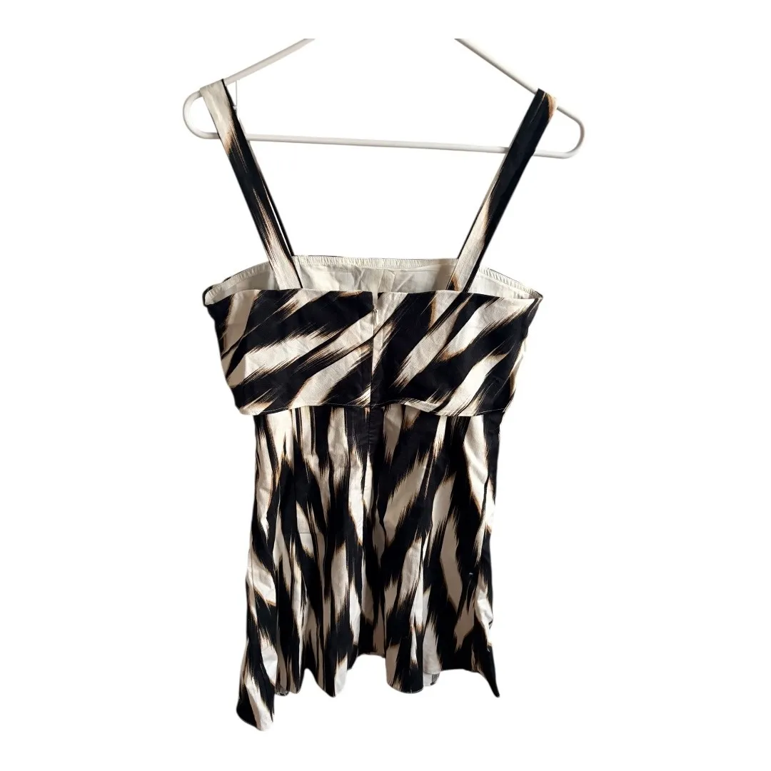 NWT Banana Republic Linen Blend Black White Ikat Print Tank Dress Size 4 - Image 3