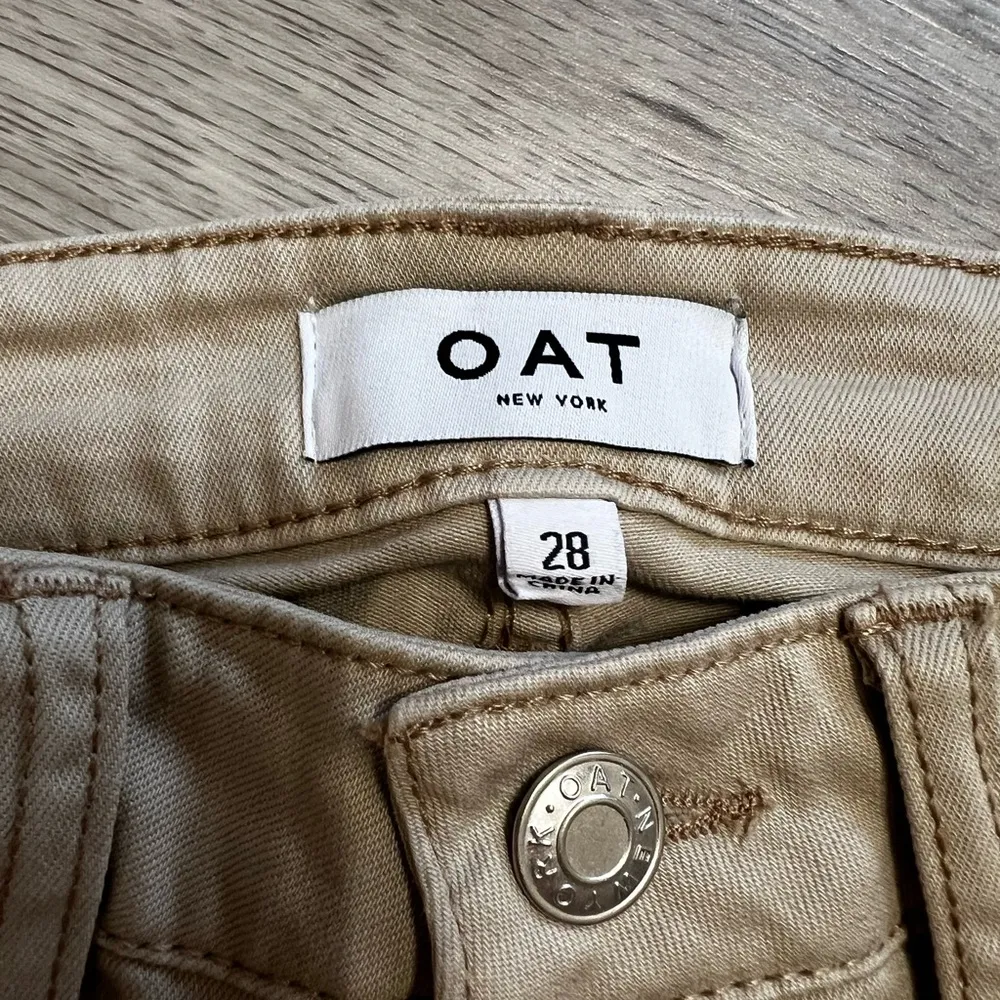 Oat New York NWT High Rise Skinny Ankle Multi Pocket Utility Jean Women Tan Size 28 - Image 4