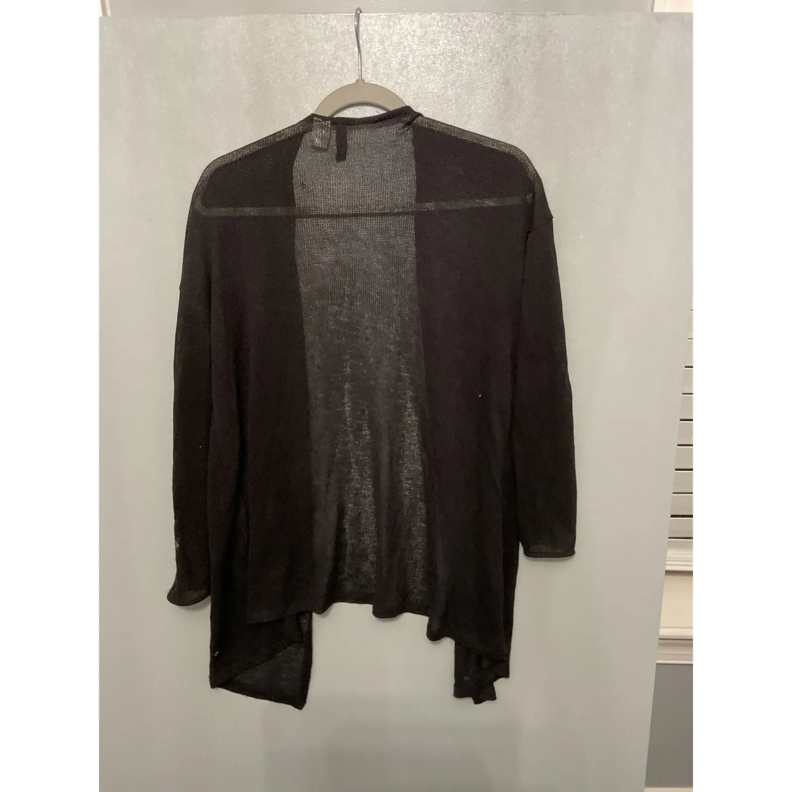 H&M Divided Black Sheer Knit Open Front Cardigan Sweater XS Lightweight - Image 2