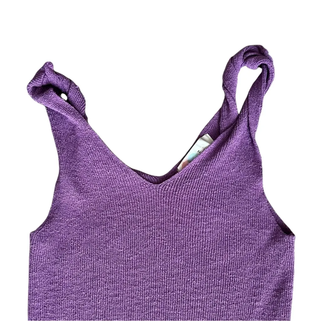 Free People Beach Women’s Kayla Purple Twist Shoulder Strap Sweater Midi Dress - Image 4