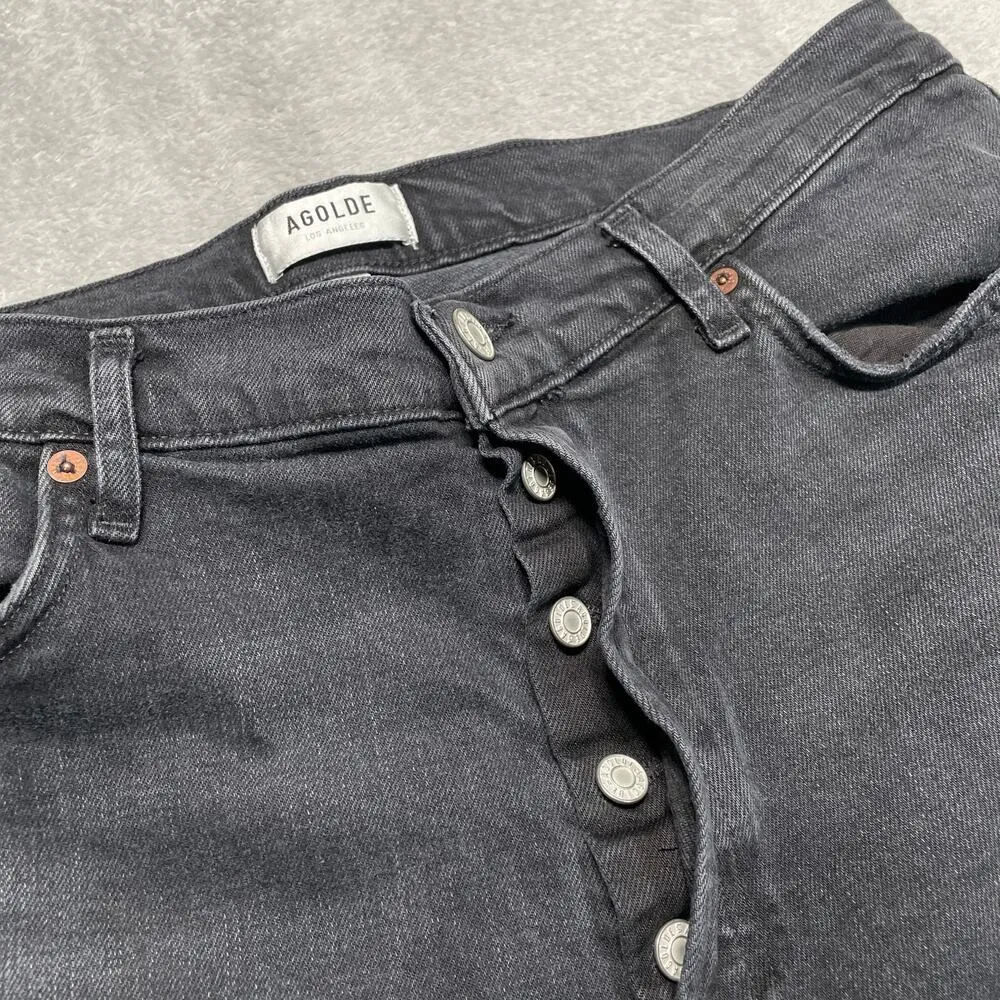 Agolde Jeans Womens 32 Washed Black Nico Slim High Rise Distressed Stretch - Image 5