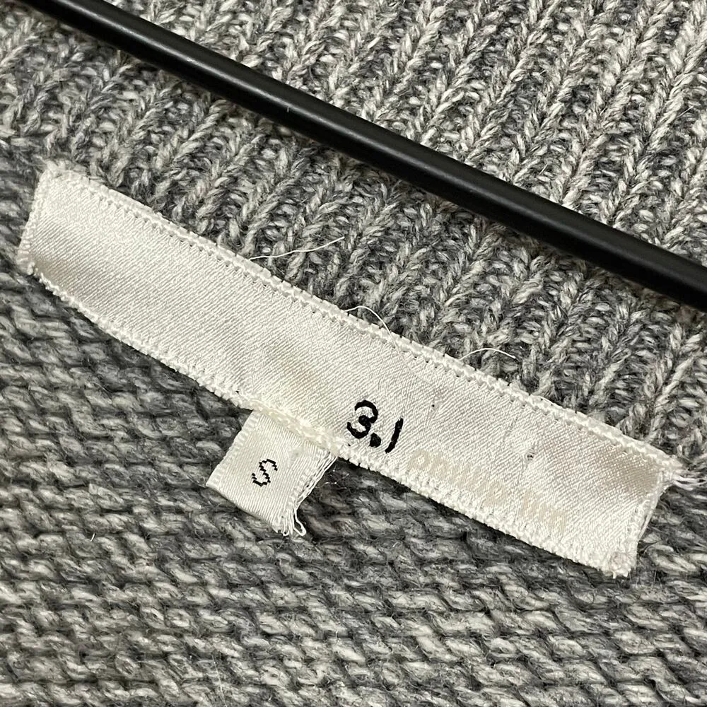 3.1 Phillip Lim Cashmere Deep V Neck Sweater Tunic - Gray - Small - Image 9