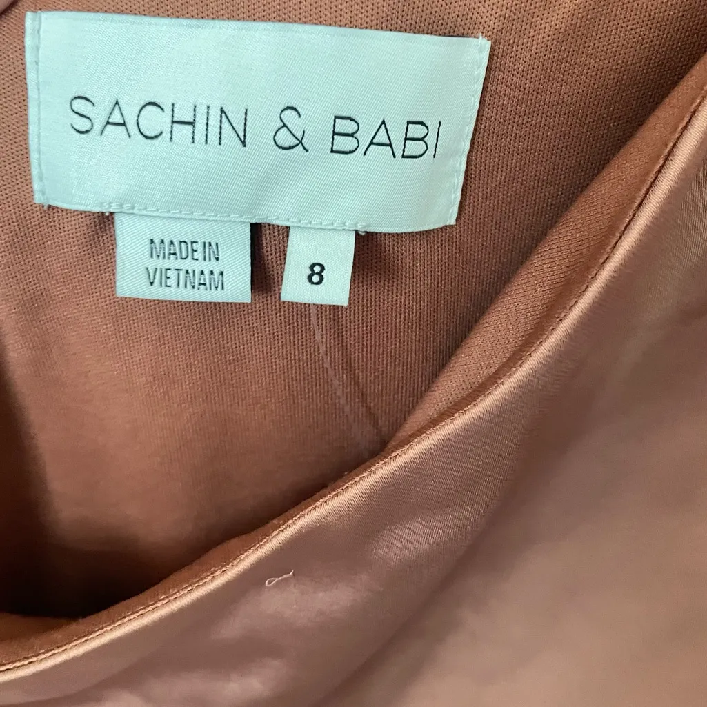 Anthropologie BHLDN Sachin & Babi Ambra Satin Midi Dress in Sand Dune Size 8 - Image 3