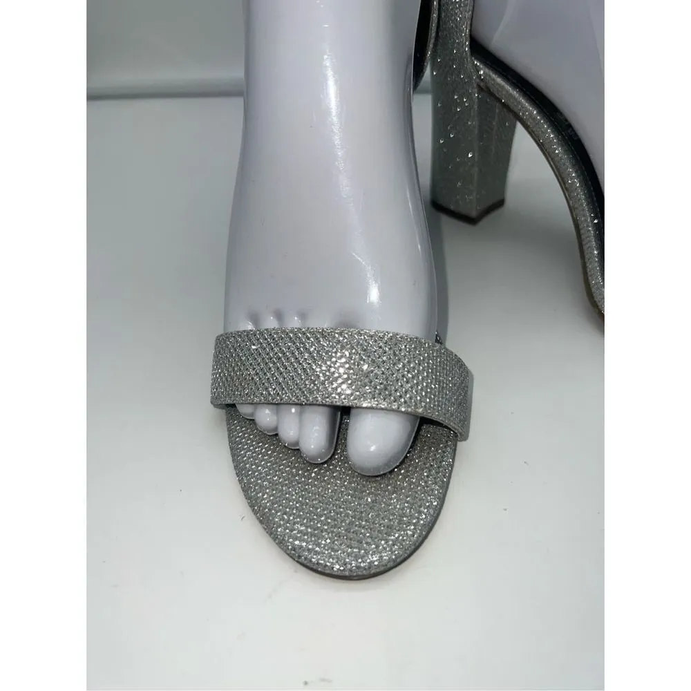Worthington‎ Strappy Silver Sparkly High Heel Sandals 7.5 WIDE - Image 2