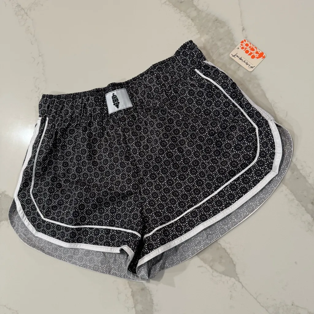 Free People Movement NWT Varsity Blues Printed Shorts Women’s Medium Black/White Black - Image 3