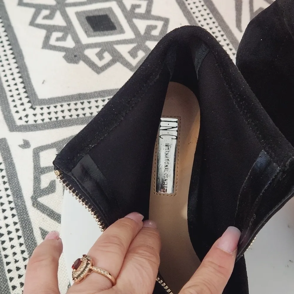 INC International Concepts Kirsi Faux Suede Block Zip Up Peep Toe Booties Sz:6.5 - Image 8