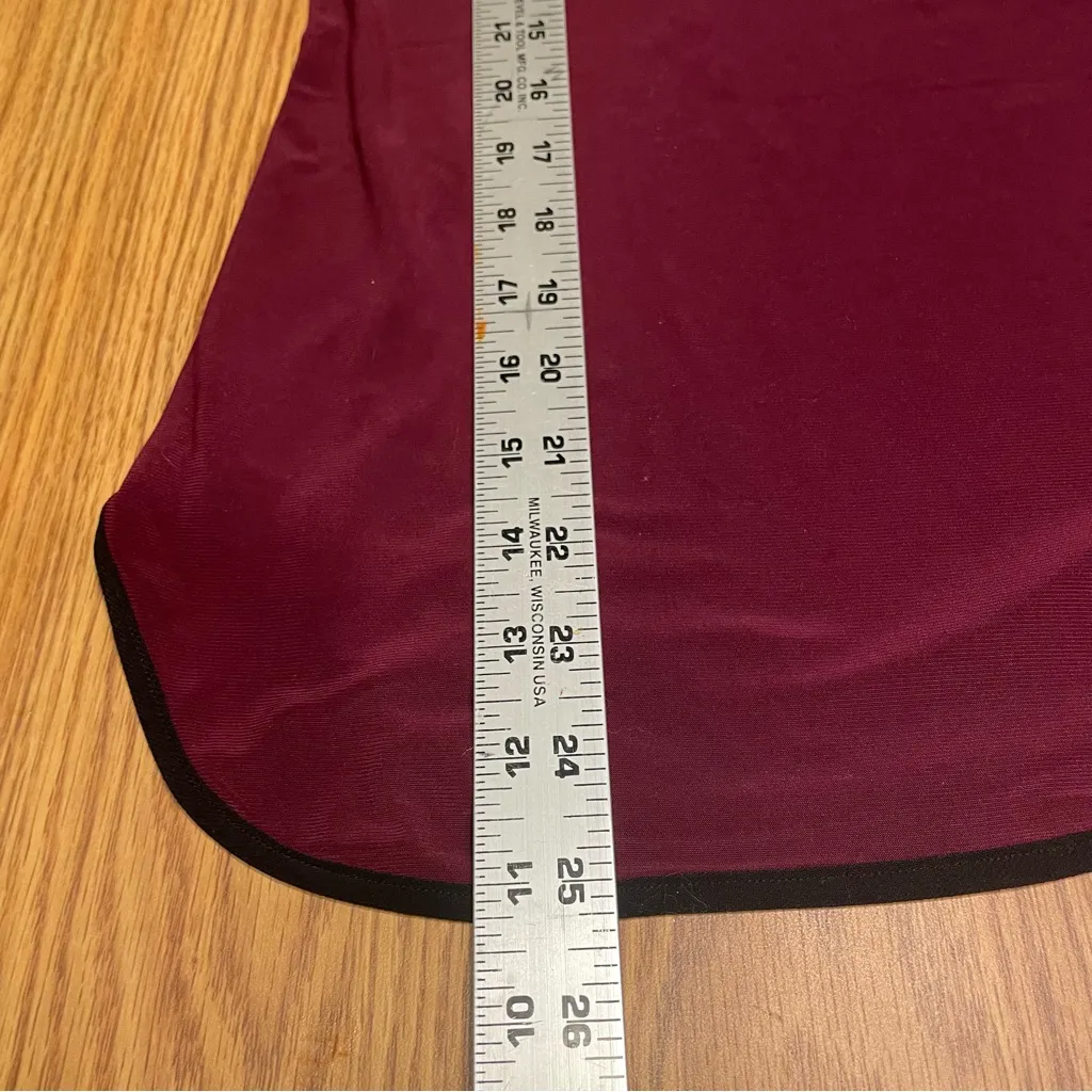 Sam & Jess Maroon Women’s Wine Contrast Trim Round Hem Bell Sleeve Blouse Top M Red Size M - Image 7