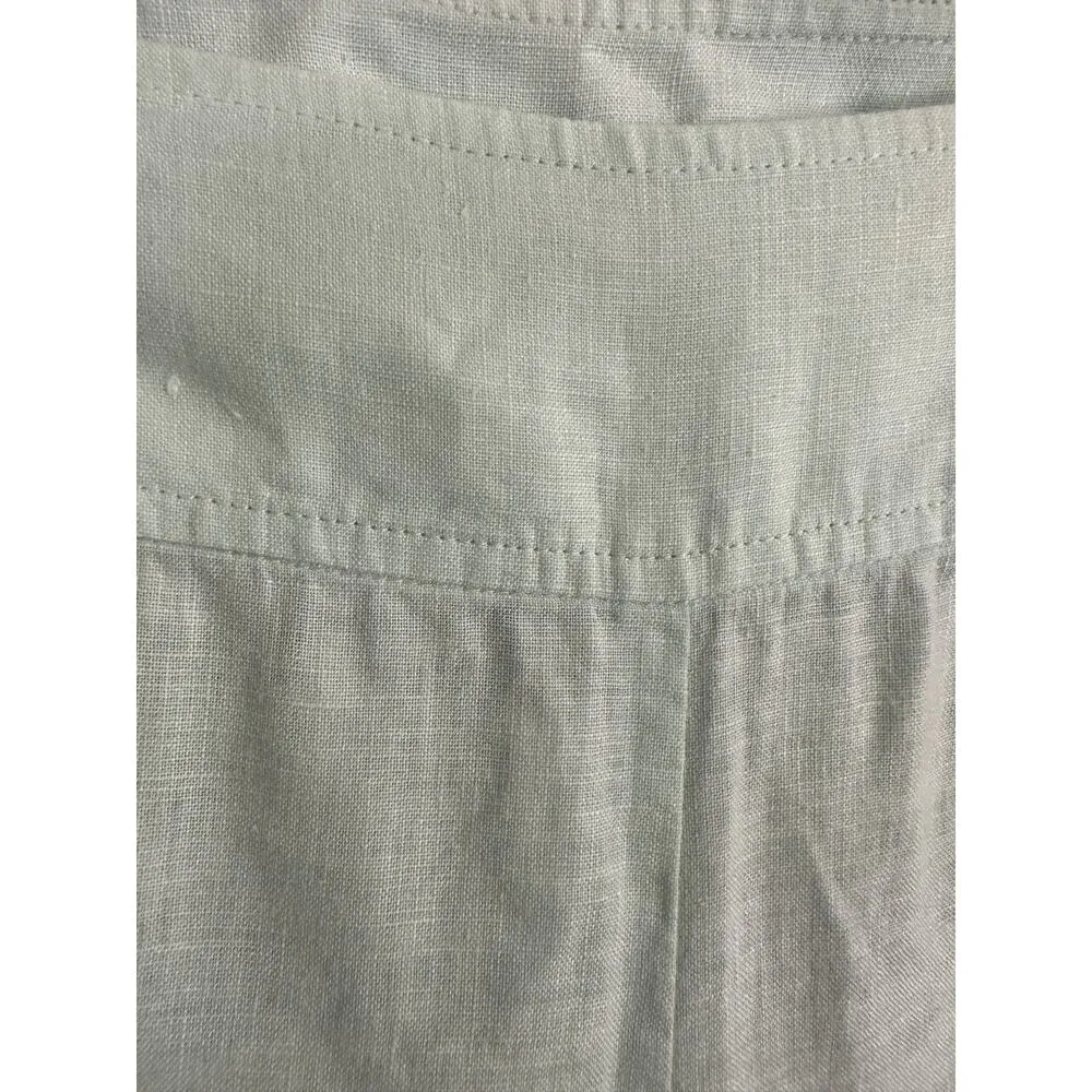 EILEEN FISHER | Mint Green Linen Wide Leg Ankle Length Pants | Size 0 - Image 4