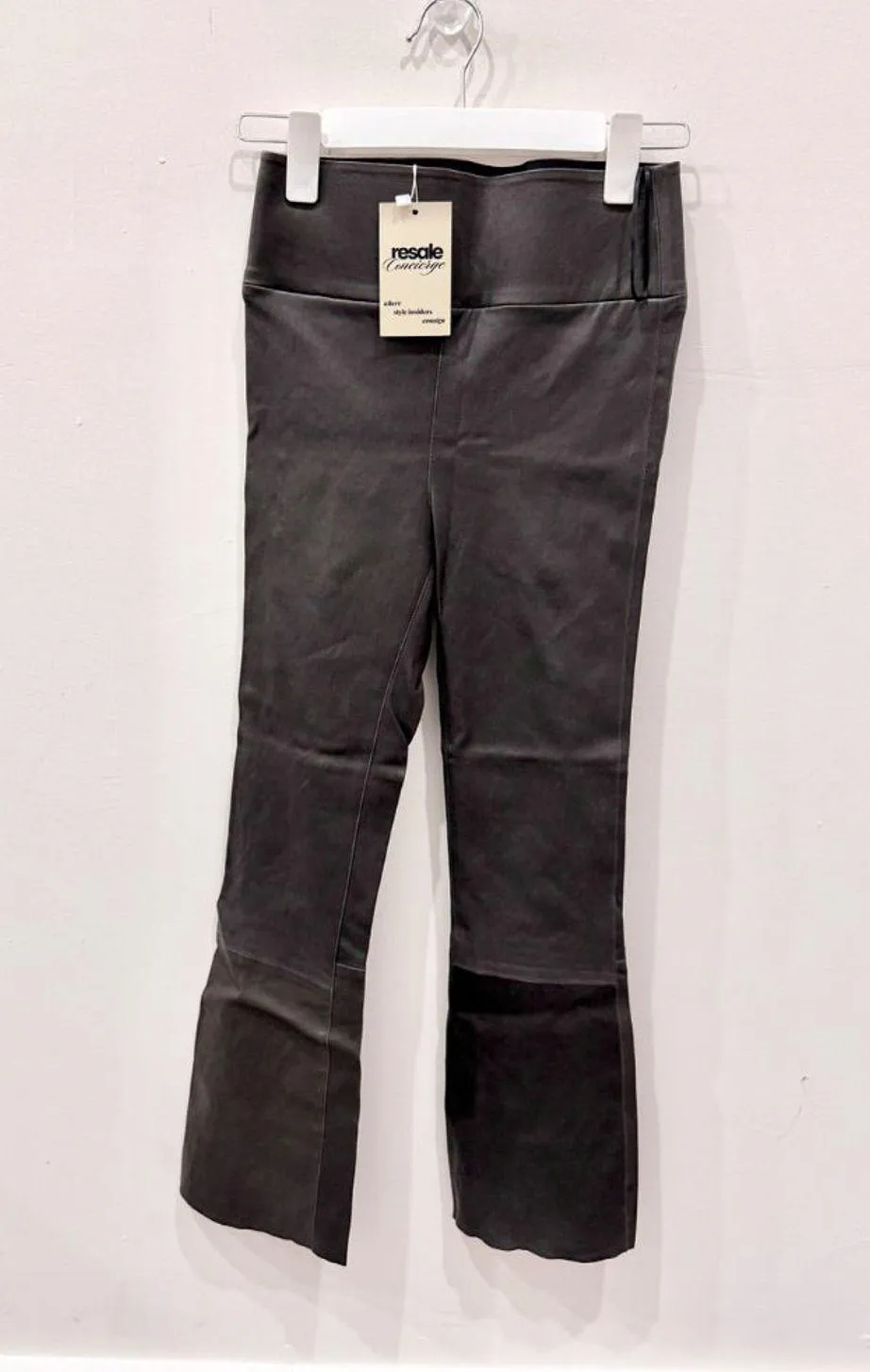 SPRWMN High Rise Skinny Fit Lambskin Leather Ankle Flare Pants Black Women's XS - Image 3