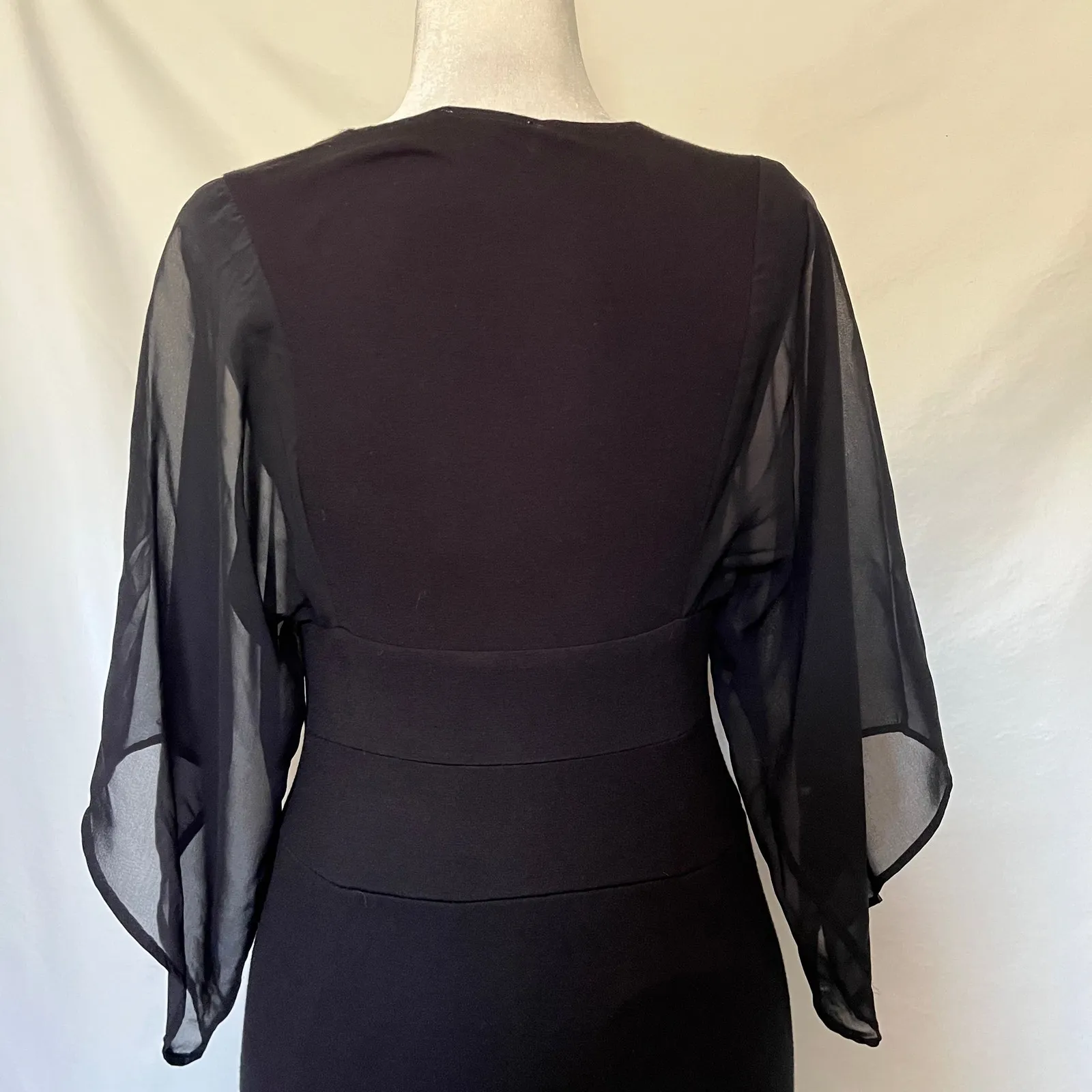 Carmen Marc Valvo Dress Sz S Holiday Sheer Chiffon Cocktail Chic Goth Glam - Image 8