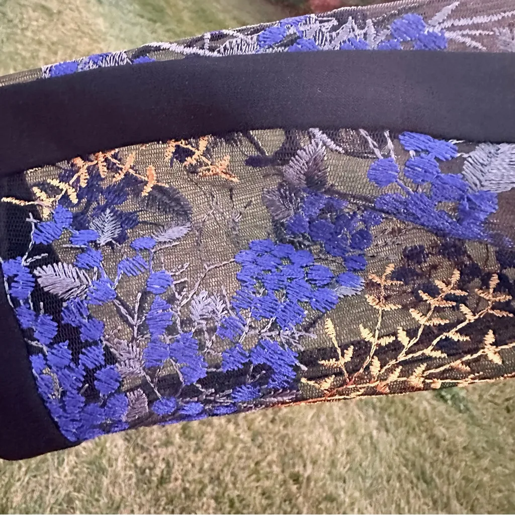 Nipon Boutique Elegant Sheer Embroidered Tulle Jacket Top Black Size 8 - Image 13