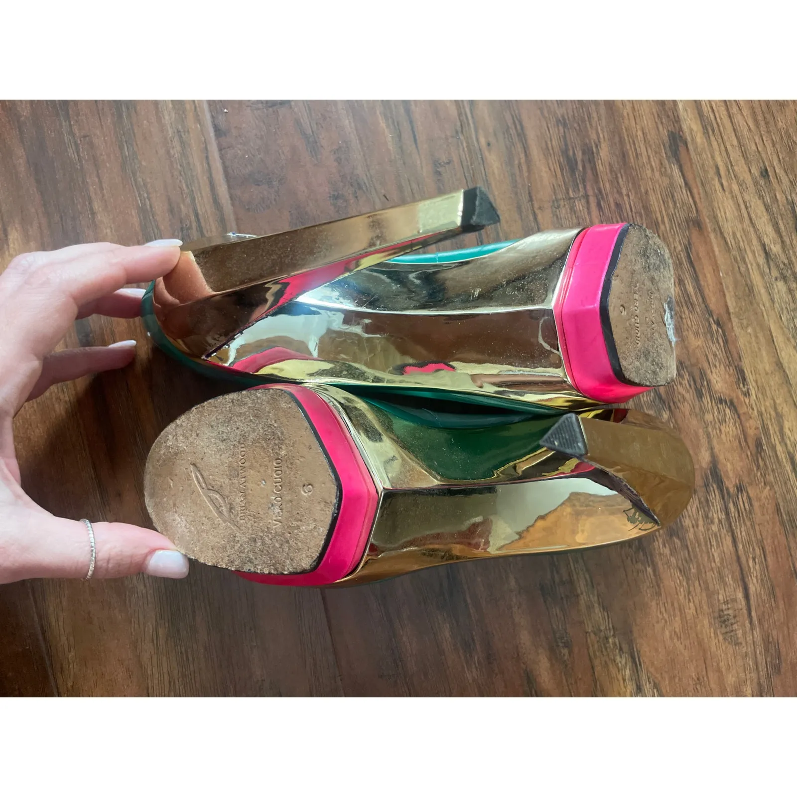 BRIAN ATWOOD Leonida Mix Media Platform Heel Pumps Shoes UNIQUE FUNKY 80s SIze 6 - Image 7