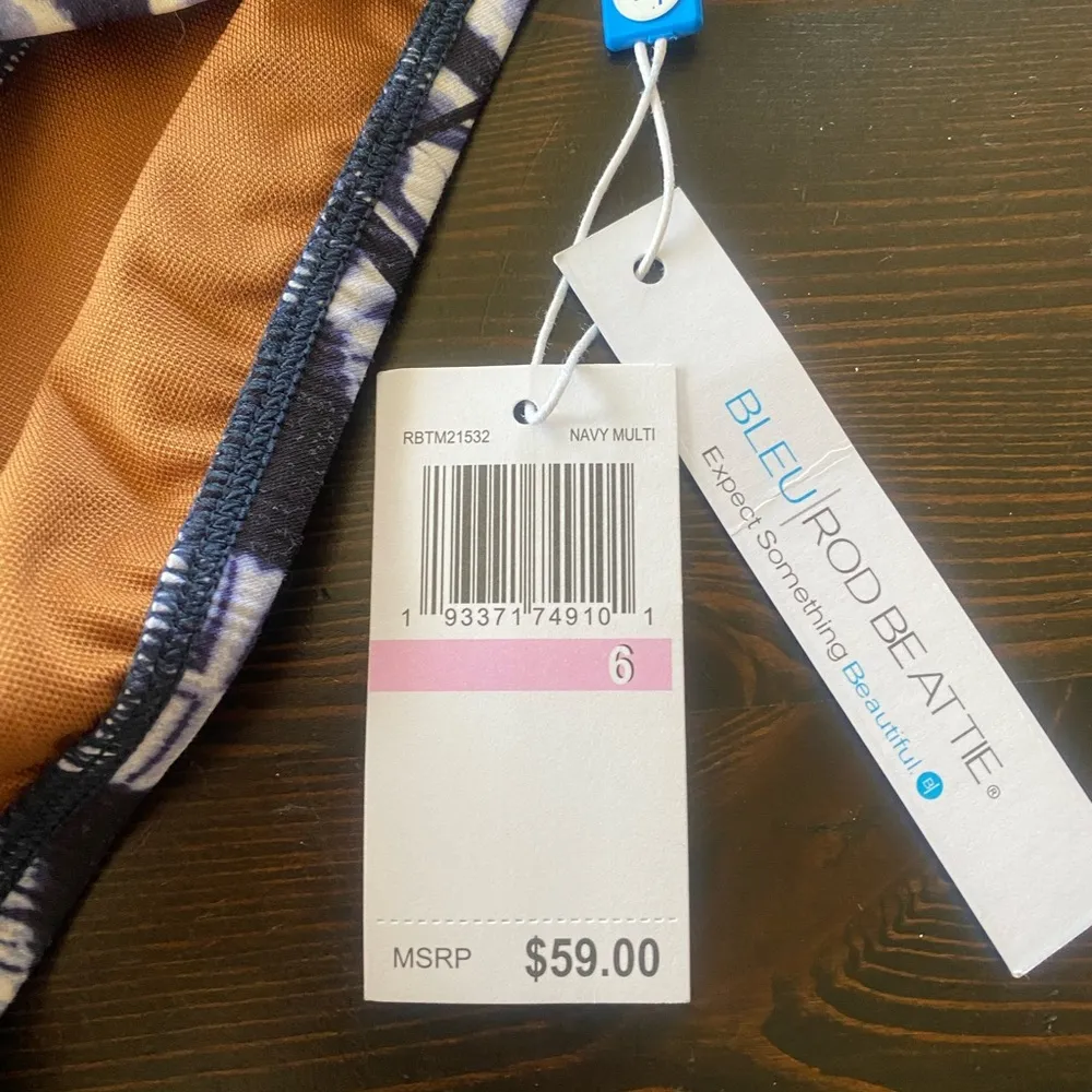 Blue Rod Beattie Island Time Two-piece Tie Front Cap Sleeve Swimsuit NWT Sz 6 - Image 8