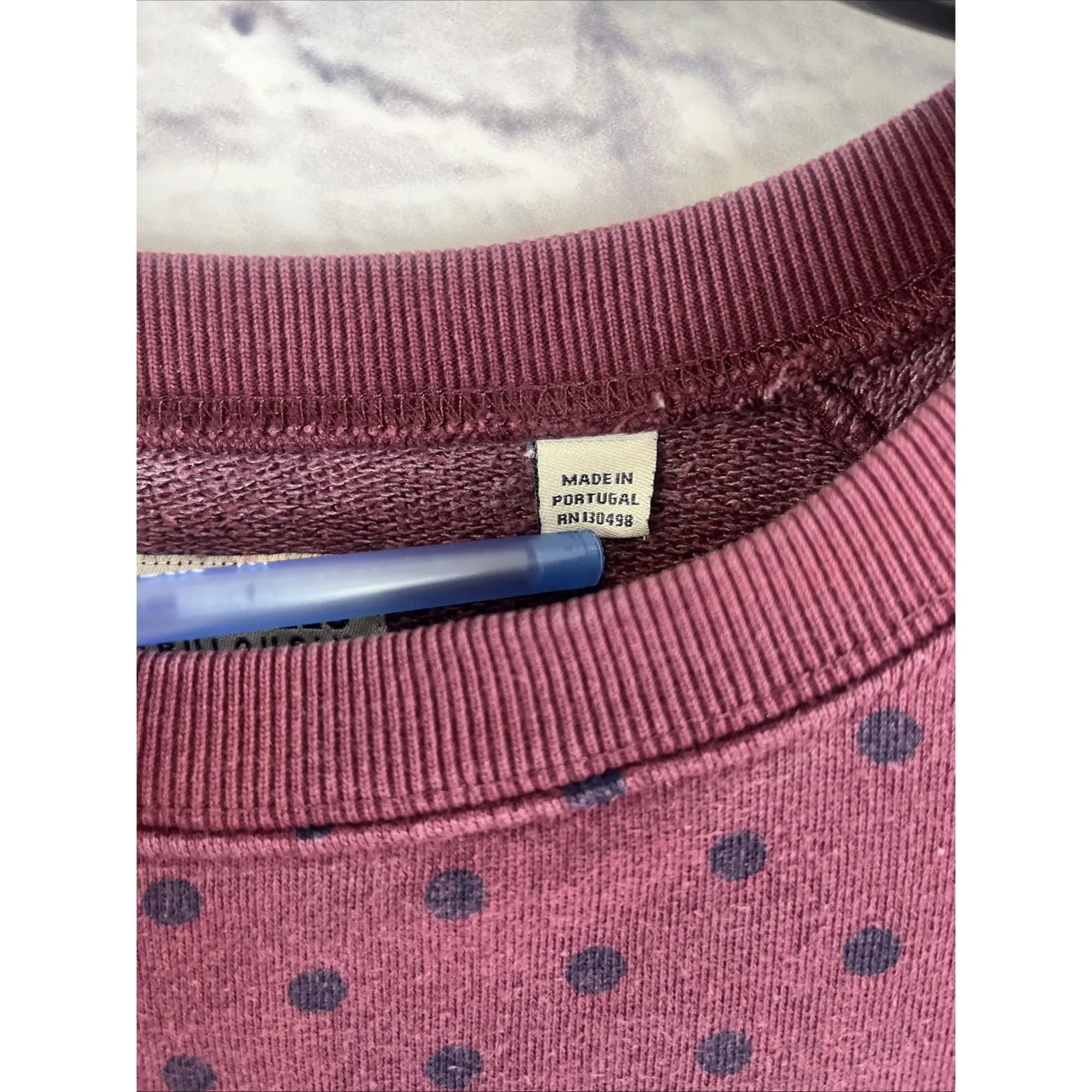 Jack Wills Burgundy Navy Polka Dot Bloke-core Twee Jumper Sweatshirt Size 10 - Image 4