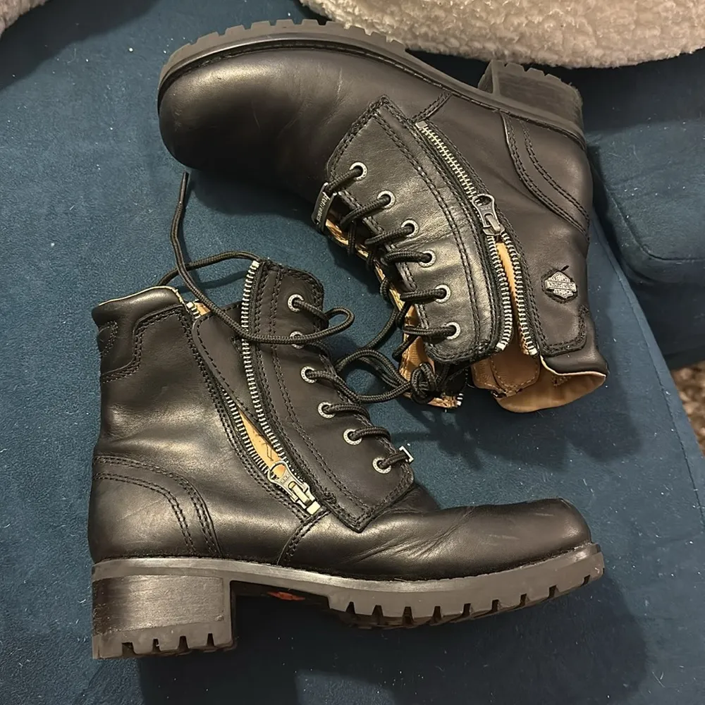 Vintage Harley Davidson Motorcycle Moto Boots Black  Size 7.5 Y2K 90’s - Image 3