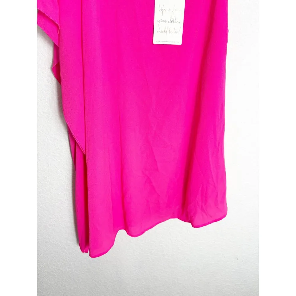 NWT Show Me Your Mumu Trish Mini Dress Size XS Hot Pink One Shoulder Chiffon - Image 10