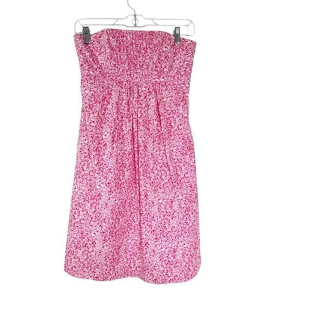 Vintage 90’s Lilly Pulitzer White Label Cotton Strapless Fish Print Dress Pink 2 - Image 7
