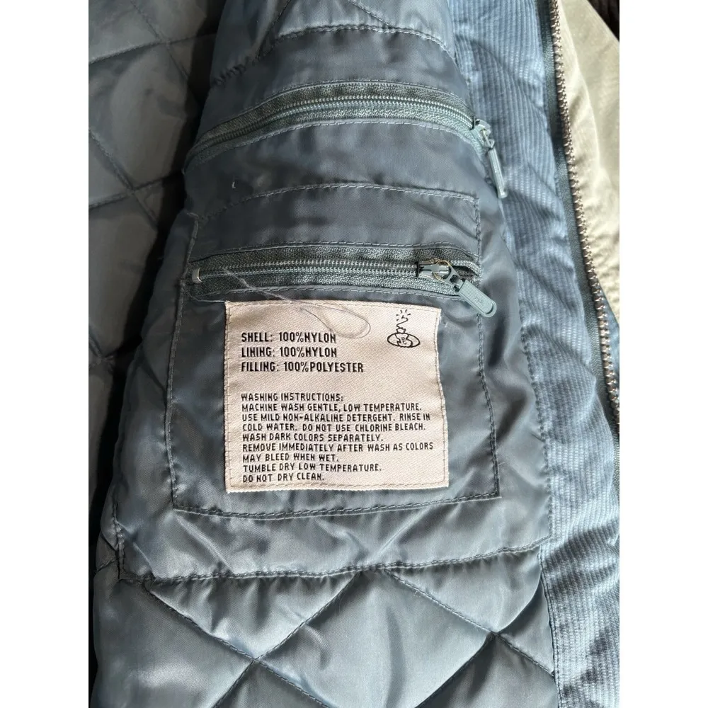 Vintage Bombshell For Girls Jacket Blue/White Zip Up Size XL Quilt Lined Pockets Blue - Image 8