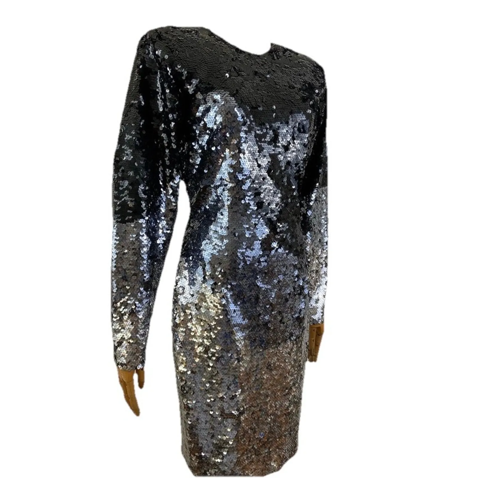 Olegcassini Size6 80s Intricate Beaded MIDI Gala Evening Cocktail Dress Y2K Black Size 6 - Image 4