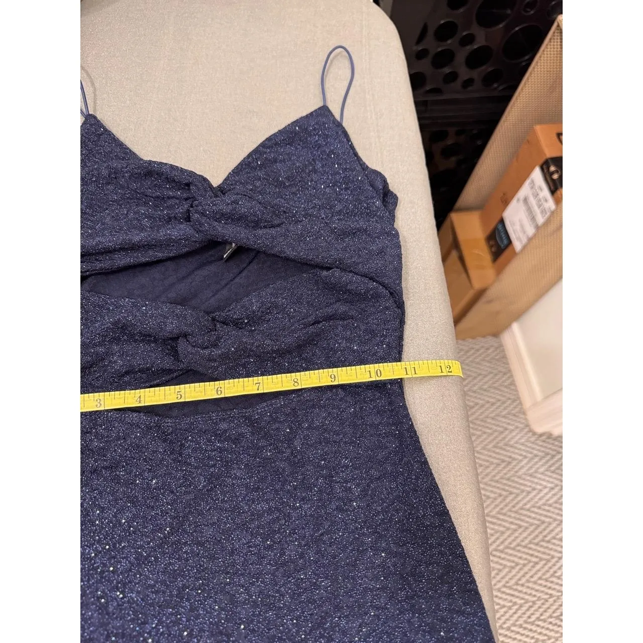 Windsor Navy Glitter Cutout‎ Bodycon Mini Dress S - Image 8