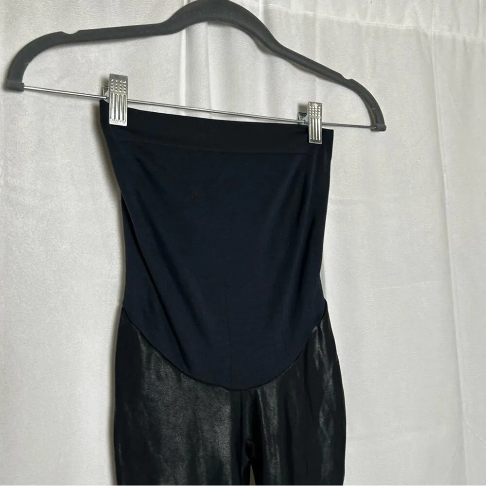 Spanx Black Mama Maternity Faux Leather High Waist Full Belly Panel Leggings - Image 3