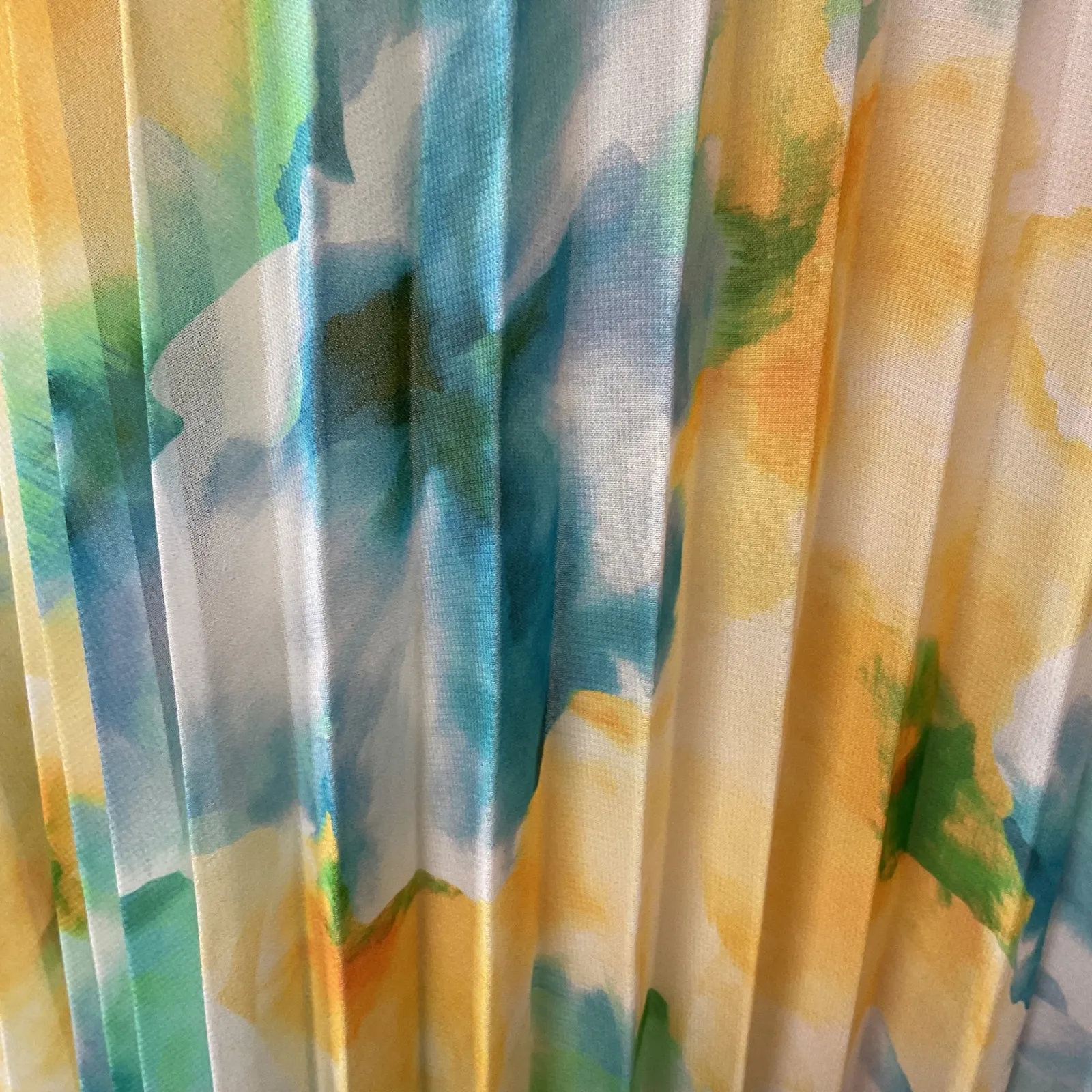 Misa Rina Top Citron Water Color V Neck Long Sleeve Tassel Pleated Top Sz L NWT - Image 11