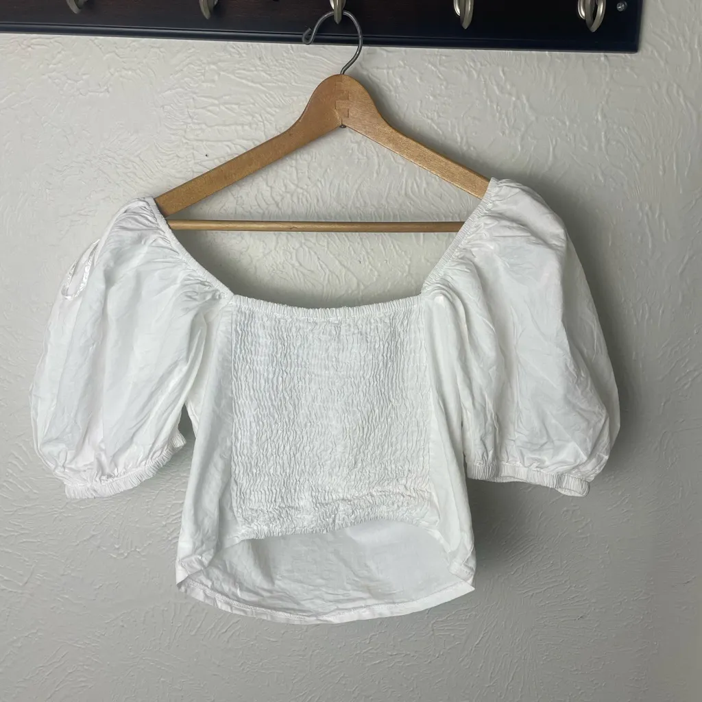 Sim & Sam‎ White Puff Sleeve Crop Top size Medium - Image 3