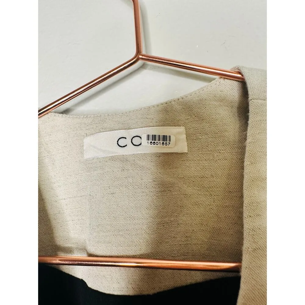 Co Beige Wool Hemp Blend Peplum Bell Sleeves One Button Blazer Jacket Size Small - Image 10