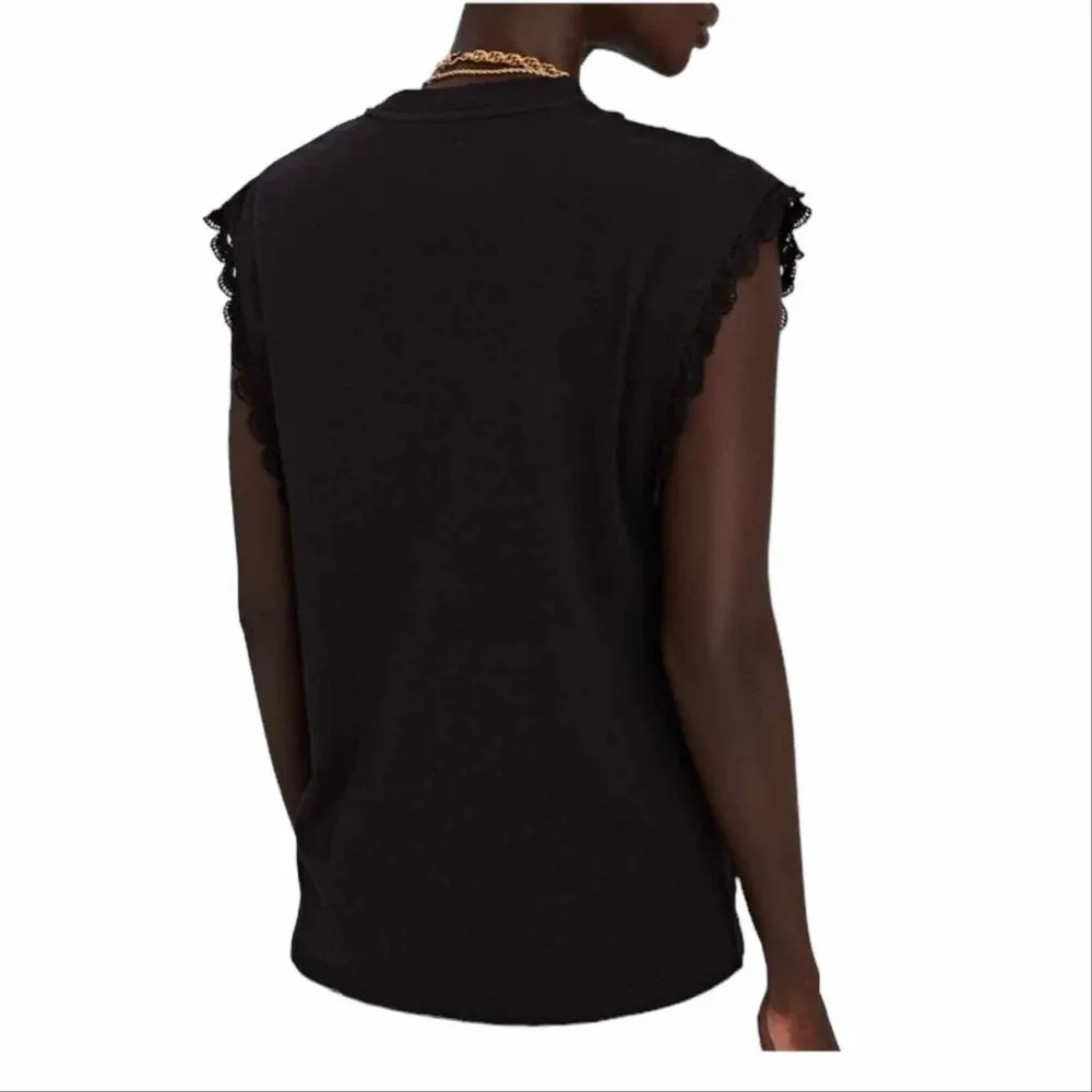 DEREK LAM 10 CROSBY Sayles Lace-Trimmed Muscle Tank Size Large Black - Image 10