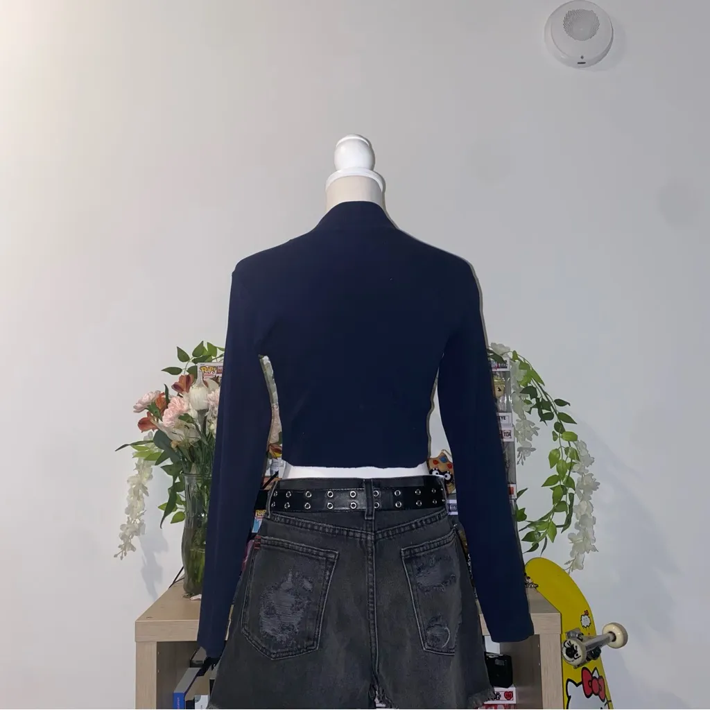 Forever 21 2000s vintage skater girl motorcycle long sleeve turtle neck crop top - Image 6