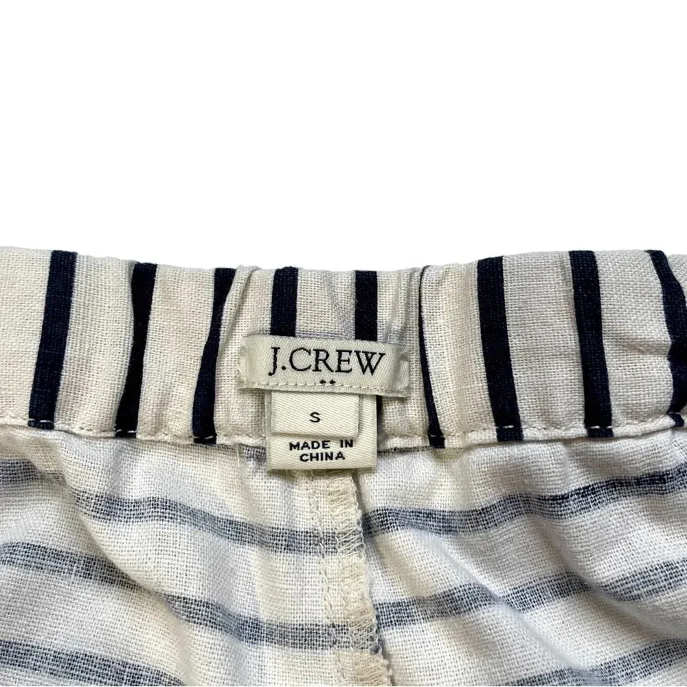 J.Crew Linen Blend Striped Drawstring Shorts Blue - Image 3