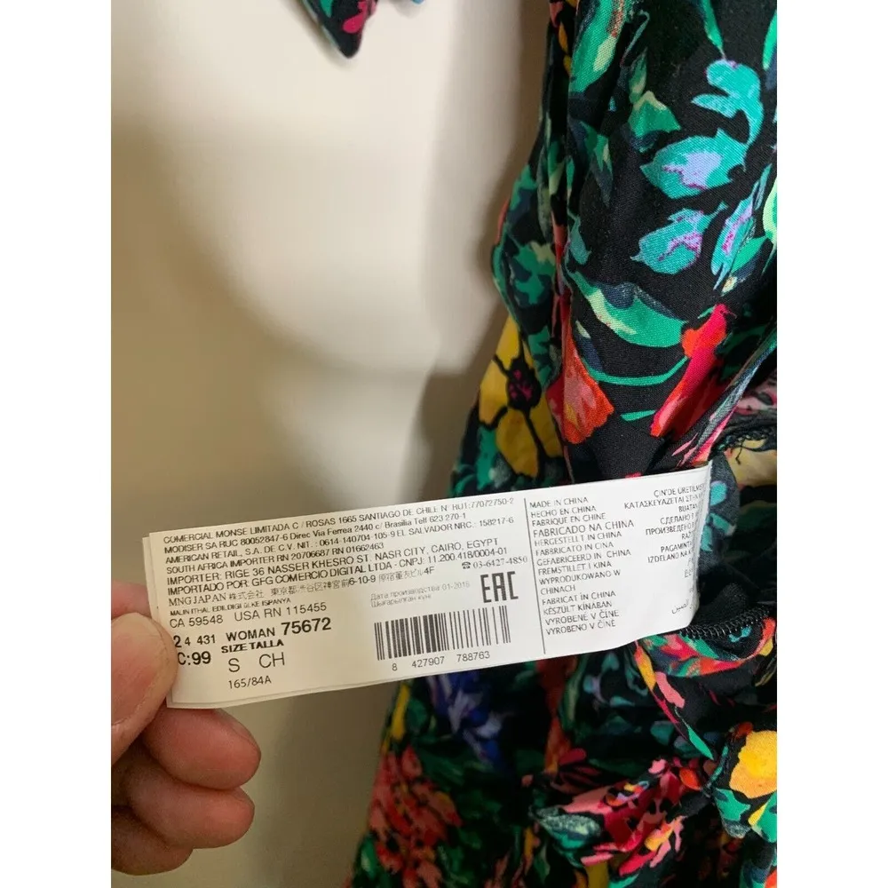 MNG Casual Womens Romper Size 4 Floral Print Body Suit Cloth Buttons Open Back - Image 10