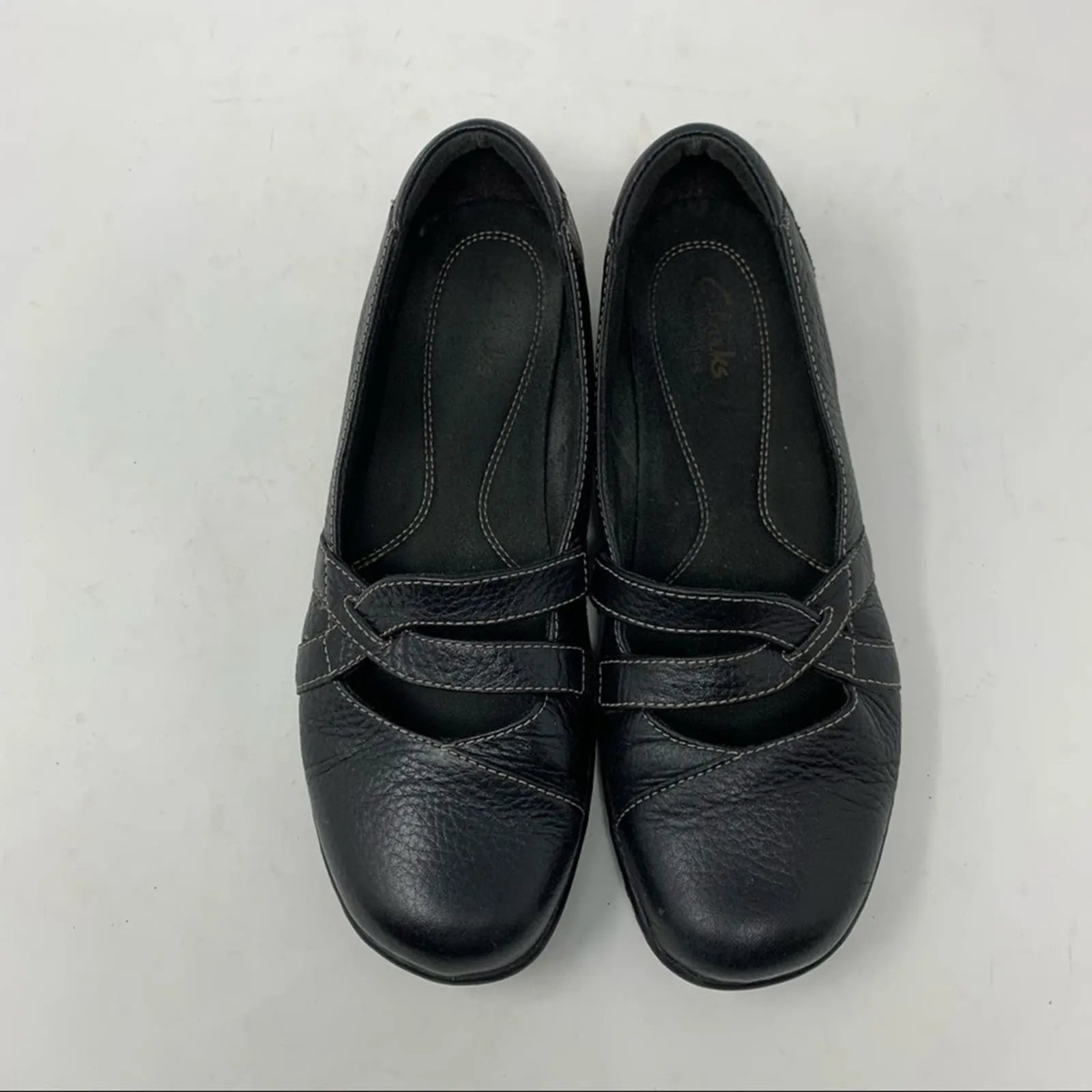 Clarks Bendables Sixty Cruise Black Tumbled Leather Mary Jane Slip On Loafer 7.5 - Image 2