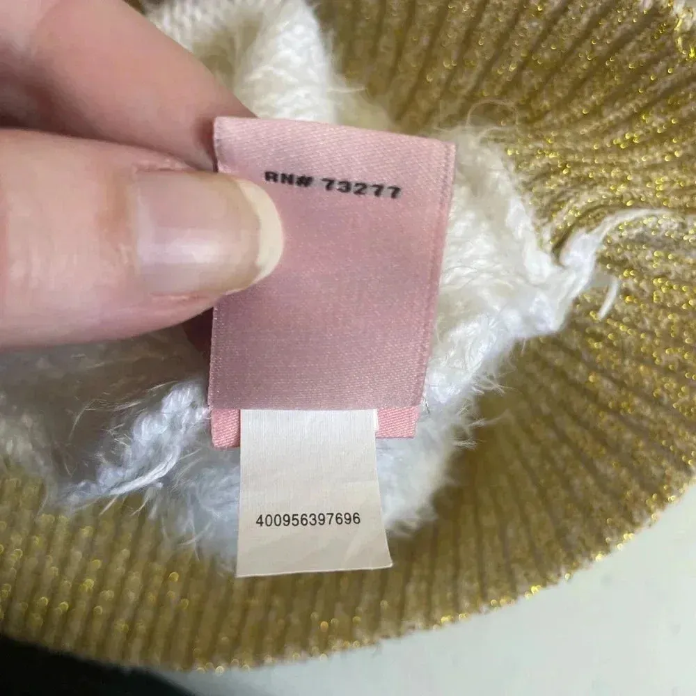 Juicy‎ Couture cream & gold fuzzy sweater Super Soft Crop Top Size XL EUC 0022 - Image 7