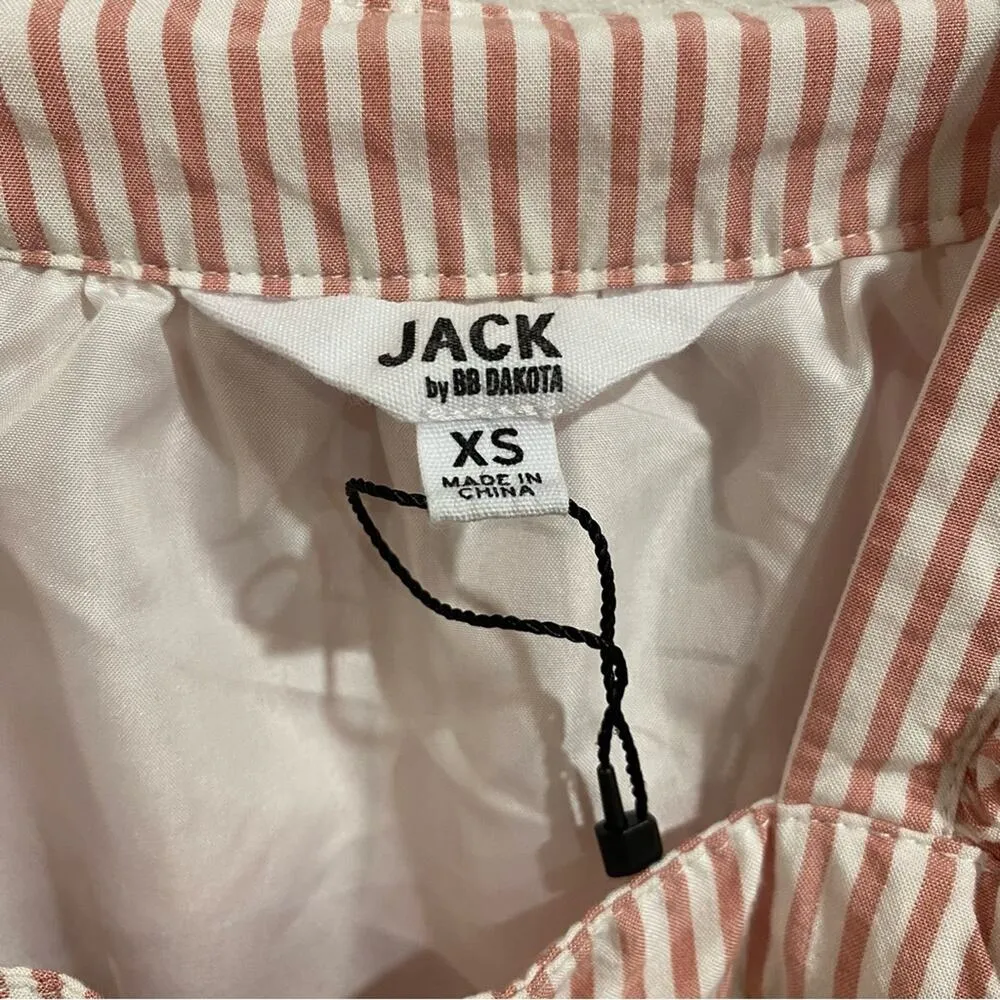 Jack by BB Dakota Pink Striped Ruffle Strap Mini Overall Skirt Sz XS NWOT - Image 5