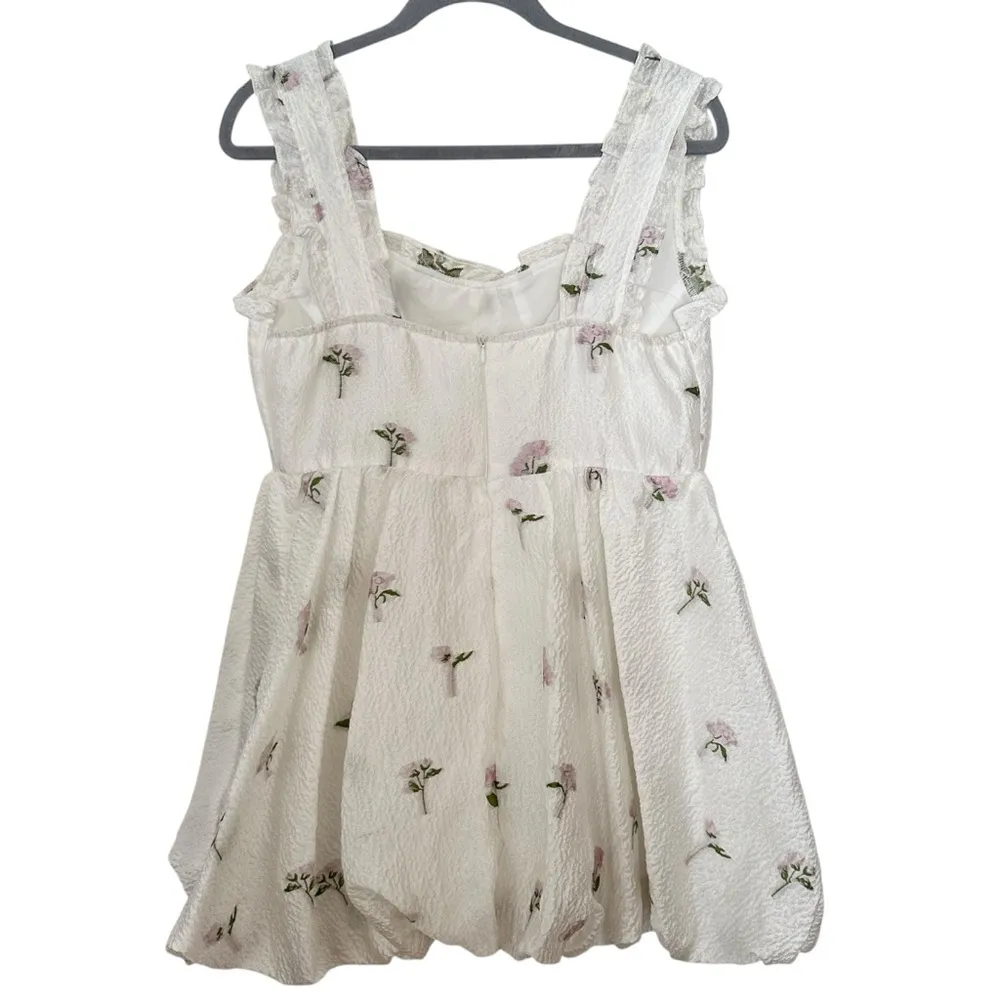 Cider Romance Me Mini Floral White Bubble Hem Dress - Size Large NEW - Image 7