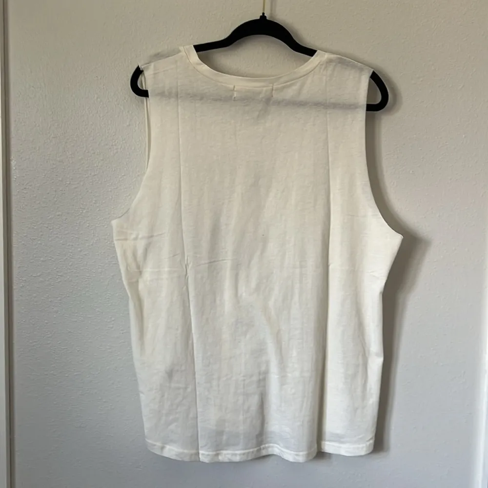 NWT Saltwater Luxe Ivory Good as Gold Foil Sleeveless Muscle Tee XL - Image 9