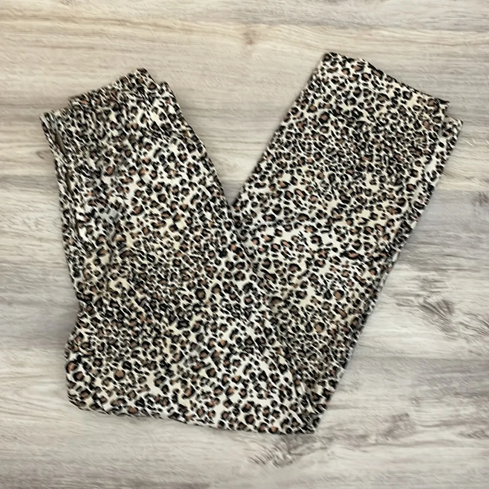Leopard Print Elastic Waist Zip Front Straight Leg Pants XS - Image 6