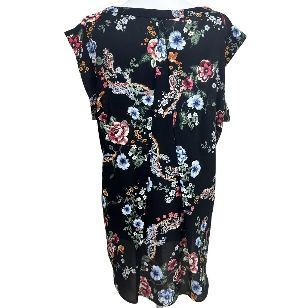 Pleione Size L Womens Blouse Black , Blue ,Pink Floral Sleeveless Round Top - Image 2