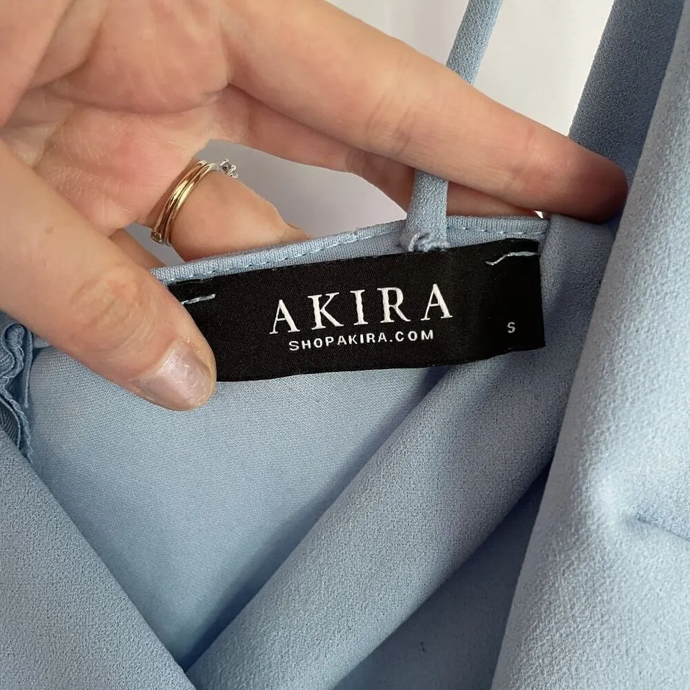 Akira powder blue romper spaghetti straps v-neck design women's size small - Image 5