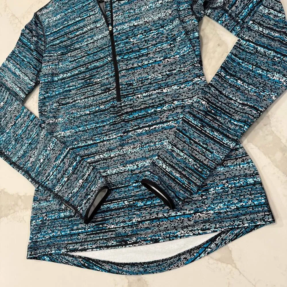 Nike Pro Dri-Fit Half Zip Pullover Long Sleeve Top Women's Medium Blue/Black Gym - Image 2