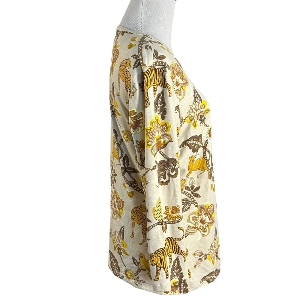 J. McLaughlin Catalina Cloth Signature Tee in Sand Gold Tigris Blossom Large - Image 5