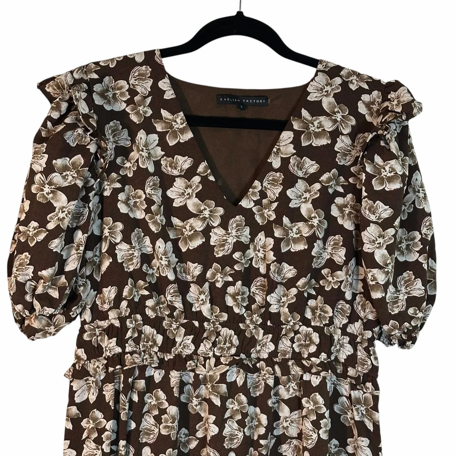 English Factory Crinked Floral Puff Sleeve Maxi Dress - Image 3