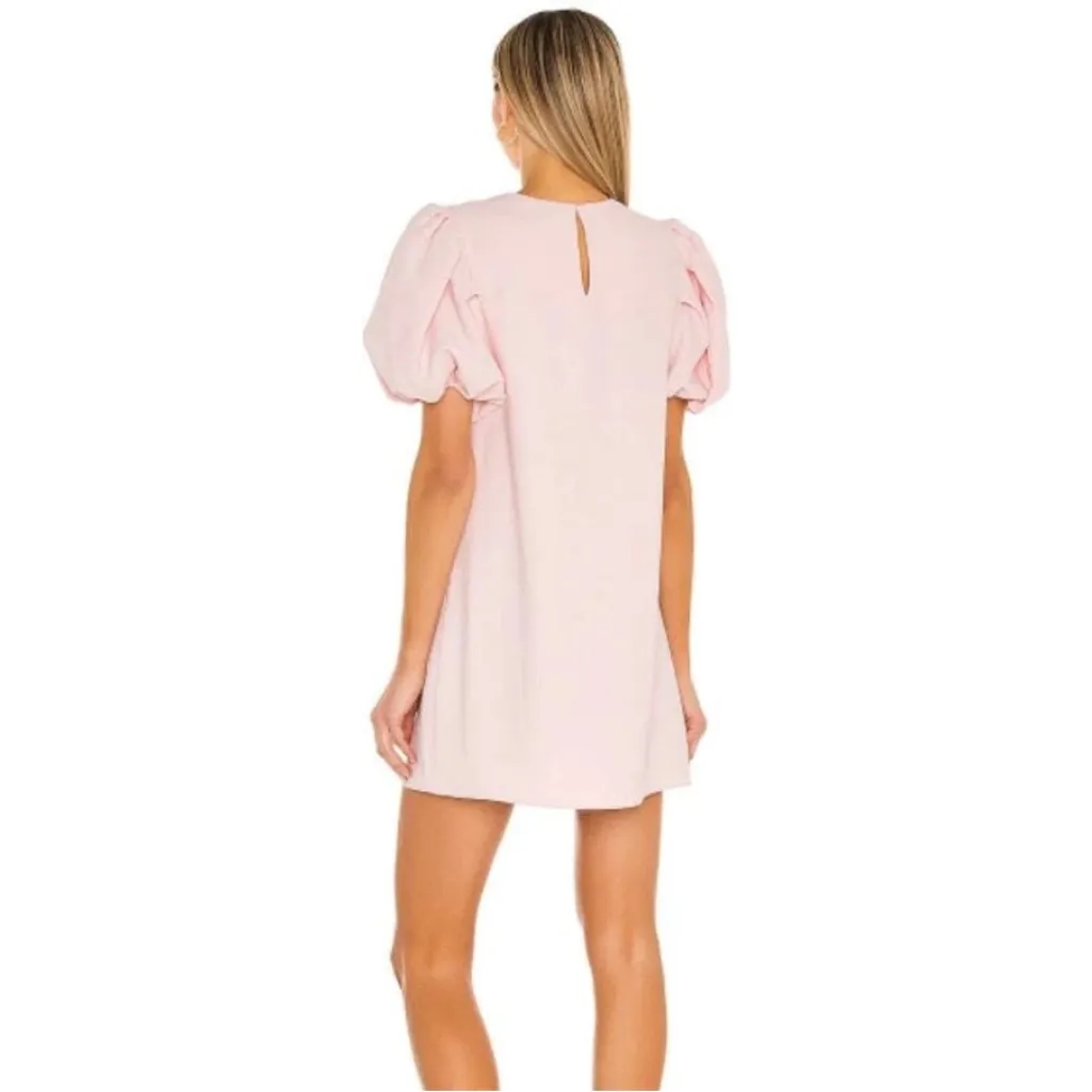 Amanda Uprichard Fame Mini Shift Dress Short Puff Sleeve Keyhole Neck Pink M - Image 3