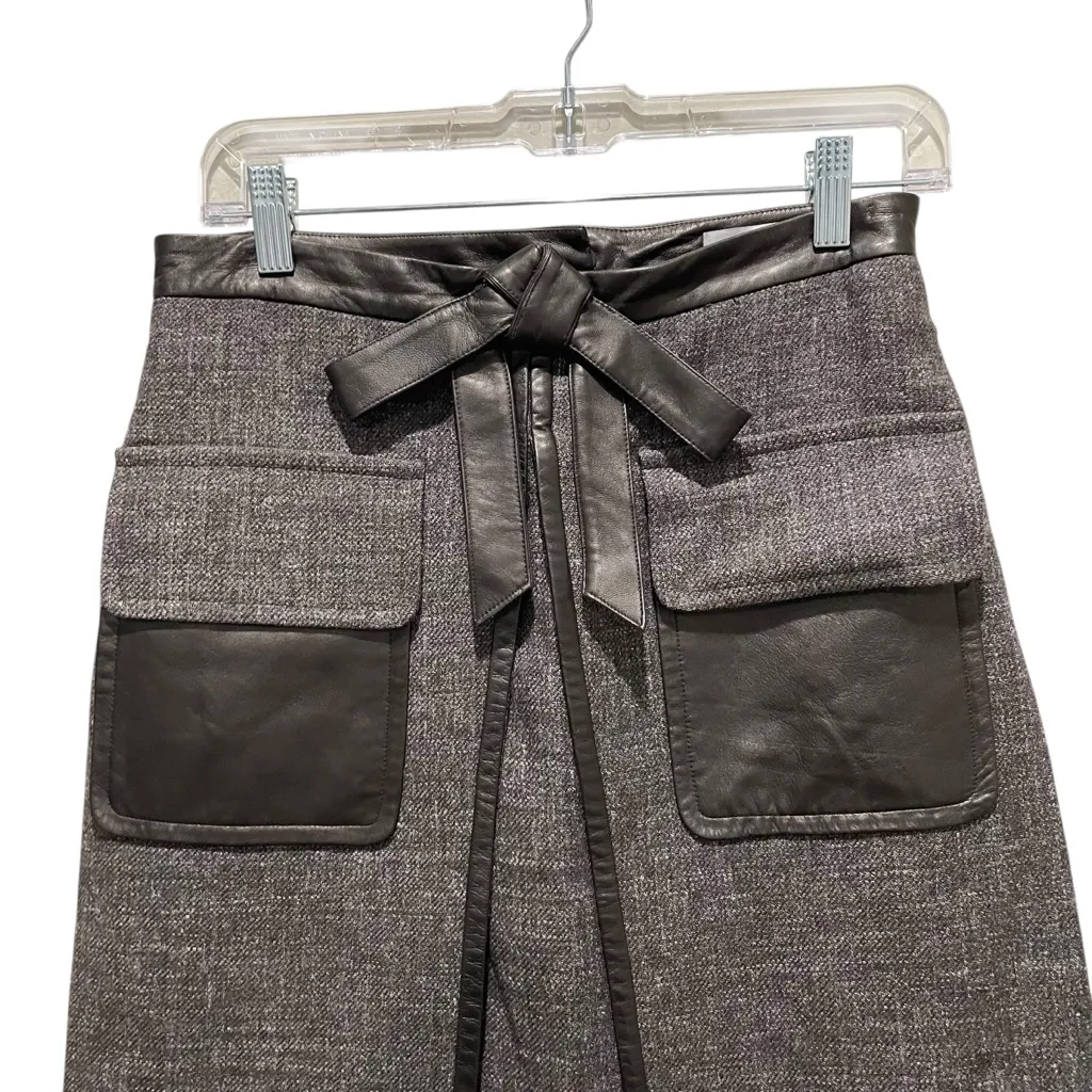 Robert Rodriguez Wool Blend Skirt Brown Leather Trim Waist Women Size 4 - Image 4
