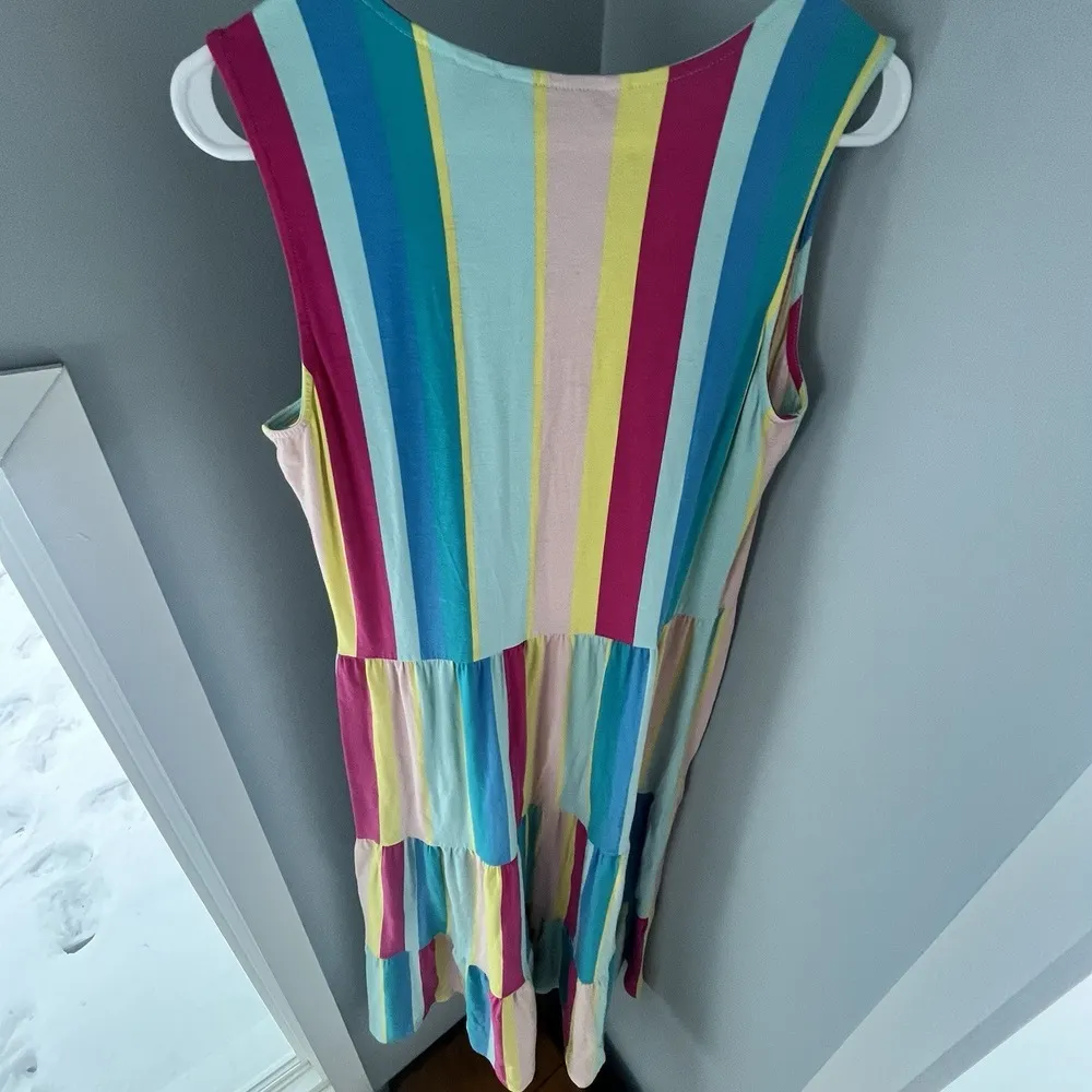 Land's End Multi Color Sleeveless Striped Tiered Maxi Beach Dress Women's Medium - Image 6