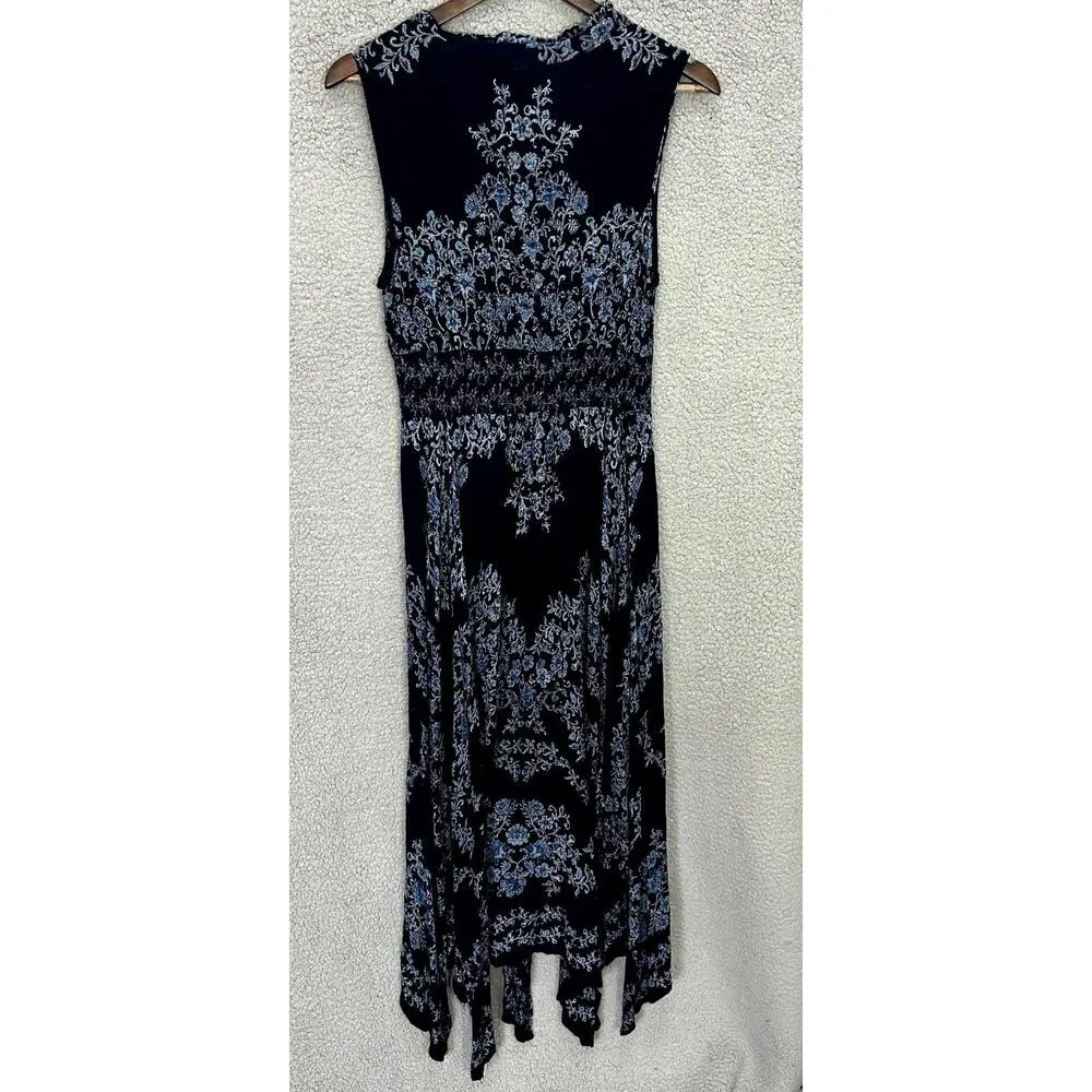 Bila Flowy Maxi Dress Women Small Blue Geometric Sleeveless Boho Hippie Festival - Image 2